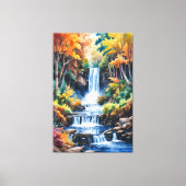 Herfstwaterval Serenity - Waterverf Landschap Canvas Afdruk (Voorkant)