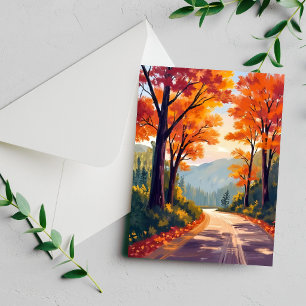 Herfstweg Aquarel Herfstblad Kaart