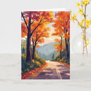 Herfstweg Waterverf Herfstloof Bladeren Kaart