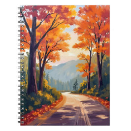 Herfstweg | Waterverf Herfstloof Bladeren Notitieboek