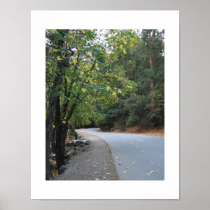 Herfstweg Yosemite kleurenfotografie Poster