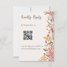 Herfstweide Bloemencode QR Huwelijksreactiekaart