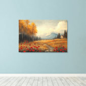  herfstweide schilderij klaprozen canvas afdruk (Insitu (Houten vloer))