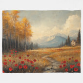 herfstweide schilderij klaprozen fleece deken (Voorkant (Horizontaal))