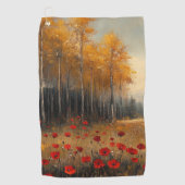  herfstweide schilderij klaprozen golfhanddoek (Voorkant)
