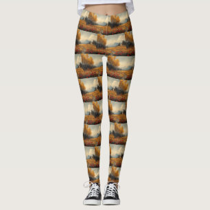  herfstweide schilderij klaprozen leggings