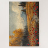  herfstweide schilderij klaprozen legpuzzel (Verticaal)