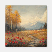  herfstweide schilderij klaprozen magneet (Voorkant)