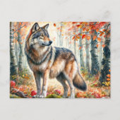 Herfstwolf met appels in Herfst Briefkaart (Voorkant)