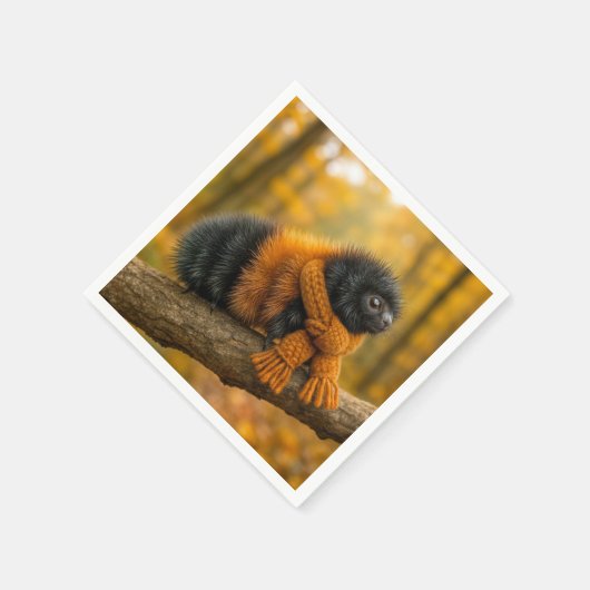 Herfstwollig Beer rups met een sjaal Servet (Hoek)