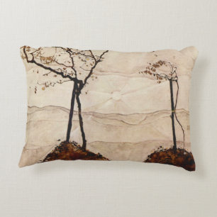 Herfstzon en bomen door Egon Schiele, Vintage Kuns Accent Kussen