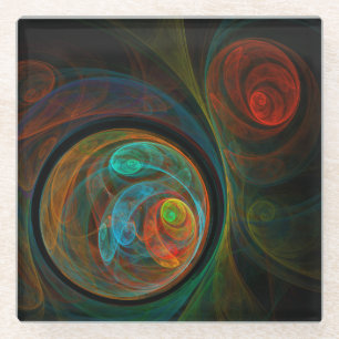 Hergeboorblauwe Abstracte kunst Glazen Onderzetter