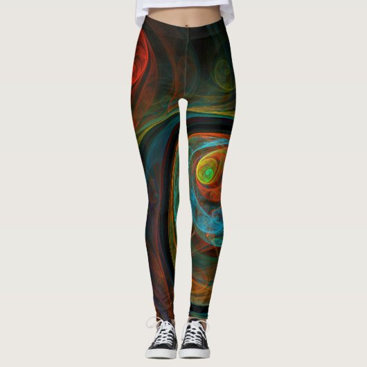 Hergeboorblauwe Abstracte kunst Leggings (Voorkant)