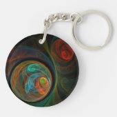 Hergeboorblauwe Abstracte kunst Sleutelhanger (Achterkant)