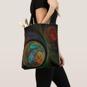 Hergeboorblauwe Abstracte kunst Tote Bag