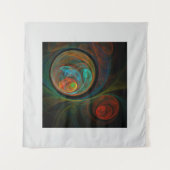 Hergeboorblauwe Abstracte kunst Wandkleed (Voorkant (horizontaal))