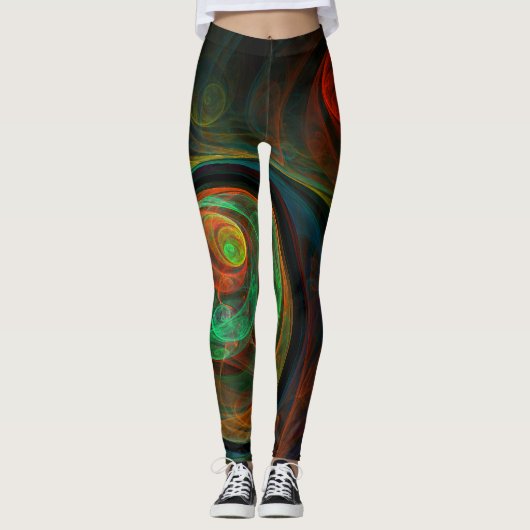 Hergeboorde groene Abstracte kunst Leggings (Voorkant)