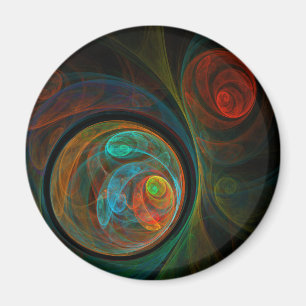Hergeboorte Blue Abstract Art Round Magnet Magneet