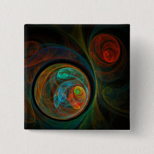 Hergeboorte Blue Abstracte Art Button (vierkant)