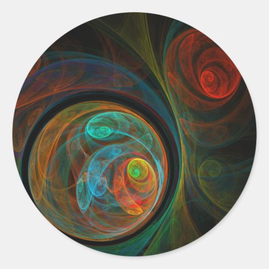 Hergeboorte Blue Abstracte Art Round Sticker (Voorkant)