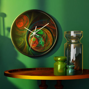 Hergeboorte Green Abstract Art Round Grote Klok