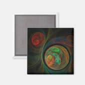 Hergeboorte Green Abstract Art Square Magnet Magneet (Voorkant / Achterkant)