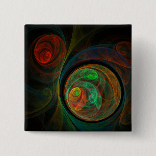 Hergeboorte Groene Abstracte Art Button (vierkant)