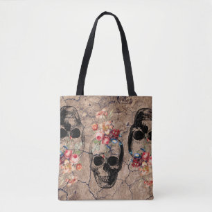 Hergeboorte - Skulls Blossomt uit stof Draagtas