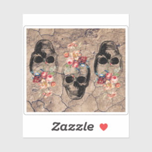 Hergeboorte - Skulls Blossomt uit stof Sticker