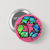 Hergebruik, reduceren, Recyclen op Aarde-dag cadea Ronde Button 5,7 Cm (Voorkant /achterkant)