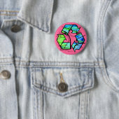 Hergebruik, reduceren, Recyclen op Aarde-dag cadea Ronde Button 5,7 Cm (In situ)