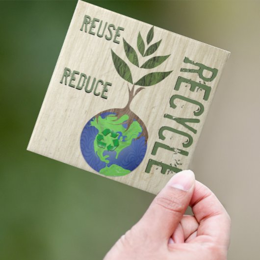 Hergebruik Verminder het Wereldbol van de Recyclen Tegeltje