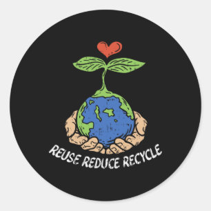 Hergebruik Verminder Recyclen Aardodag planeet spa Ronde Sticker