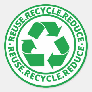 Hergebruik, Verminder, Recyclen groen symbool Ronde Sticker