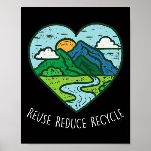 Hergebruik Verminderen Recyclen Aardedag Milieubes Poster