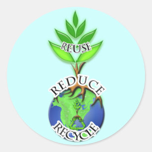 Hergebruik Verminderen Recyclen Ronde Sticker