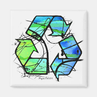 Hergebruik, Verminderen, Recycling Aardagsgeschenk Magneet