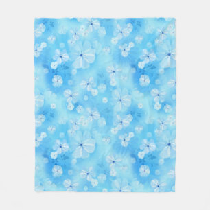 Herhaal bleke hemelblauw - witte waterverf bloemen fleece deken