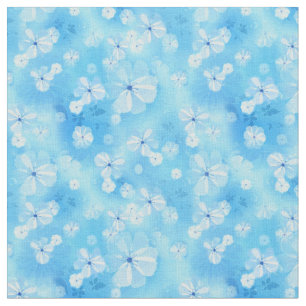 Herhaal bleke hemelblauw - witte waterverf bloemen stof