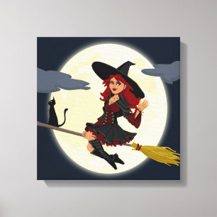 HERHAALDE HALLOWEEN WITCH CANVAS AFDRUK