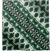 Herhaalde ruwe smaragdgroen onder witte textuur t douchegordijn (Voorkant)