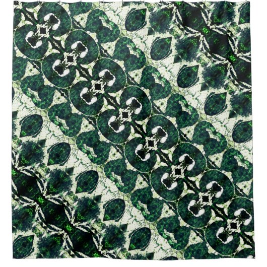 Herhaalde ruwe smaragdgroen onder witte textuur t douchegordijn (Voorkant)