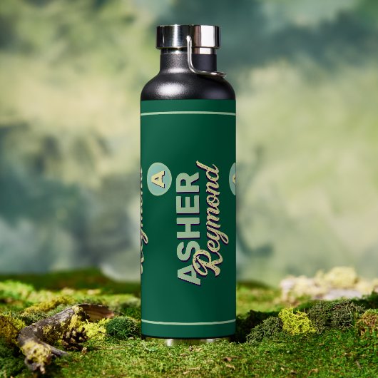 Herhalen van voor- en achternaam | Monogram op gro Waterfles (Buiten)