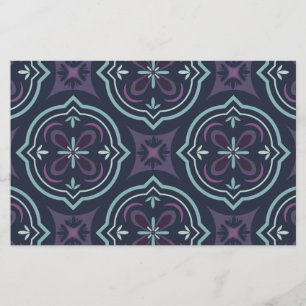 Herhalend Blauw Botanisch Bloemmotief Briefpapier