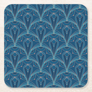 Herhalend geometrisch Art Deco-patroon Vierkante Kartonnen Onderzetter