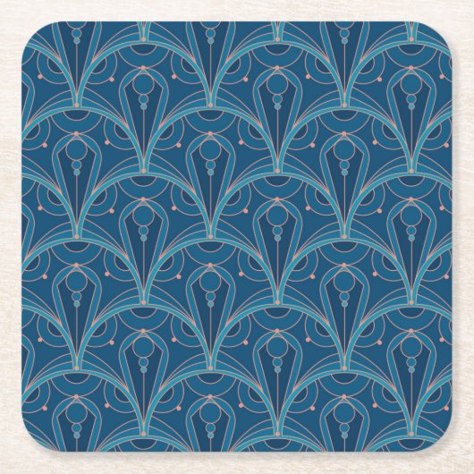 Herhalend geometrisch Art Deco-patroon Vierkante Kartonnen Onderzetter (Voorkant)