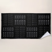 Herhalend Tekstpatroon Zwart Grijs & Wit Strandlaken (Voorkant)