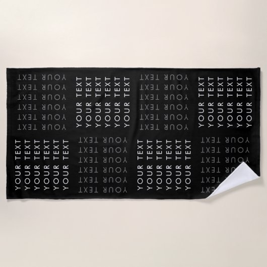 Herhalend Tekstpatroon Zwart Grijs & Wit Strandlaken (Voorkant)