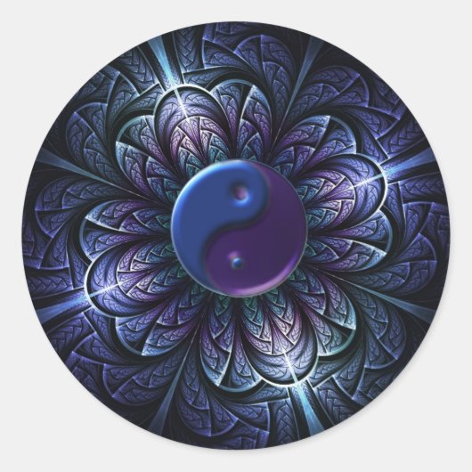 Herhalende fractal yin-yang ronde sticker (Voorkant)