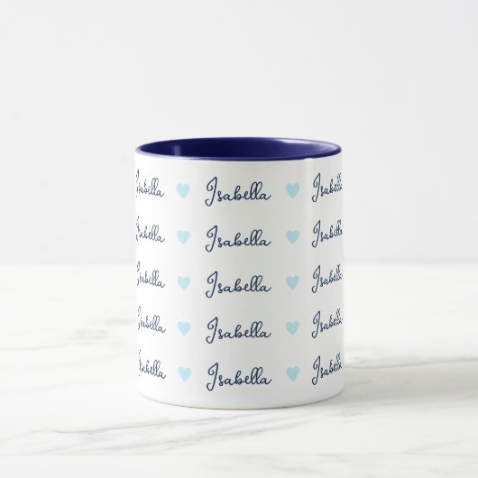 Herhalende Isabella aangepaste naam met blauwe har Mok (Midden)